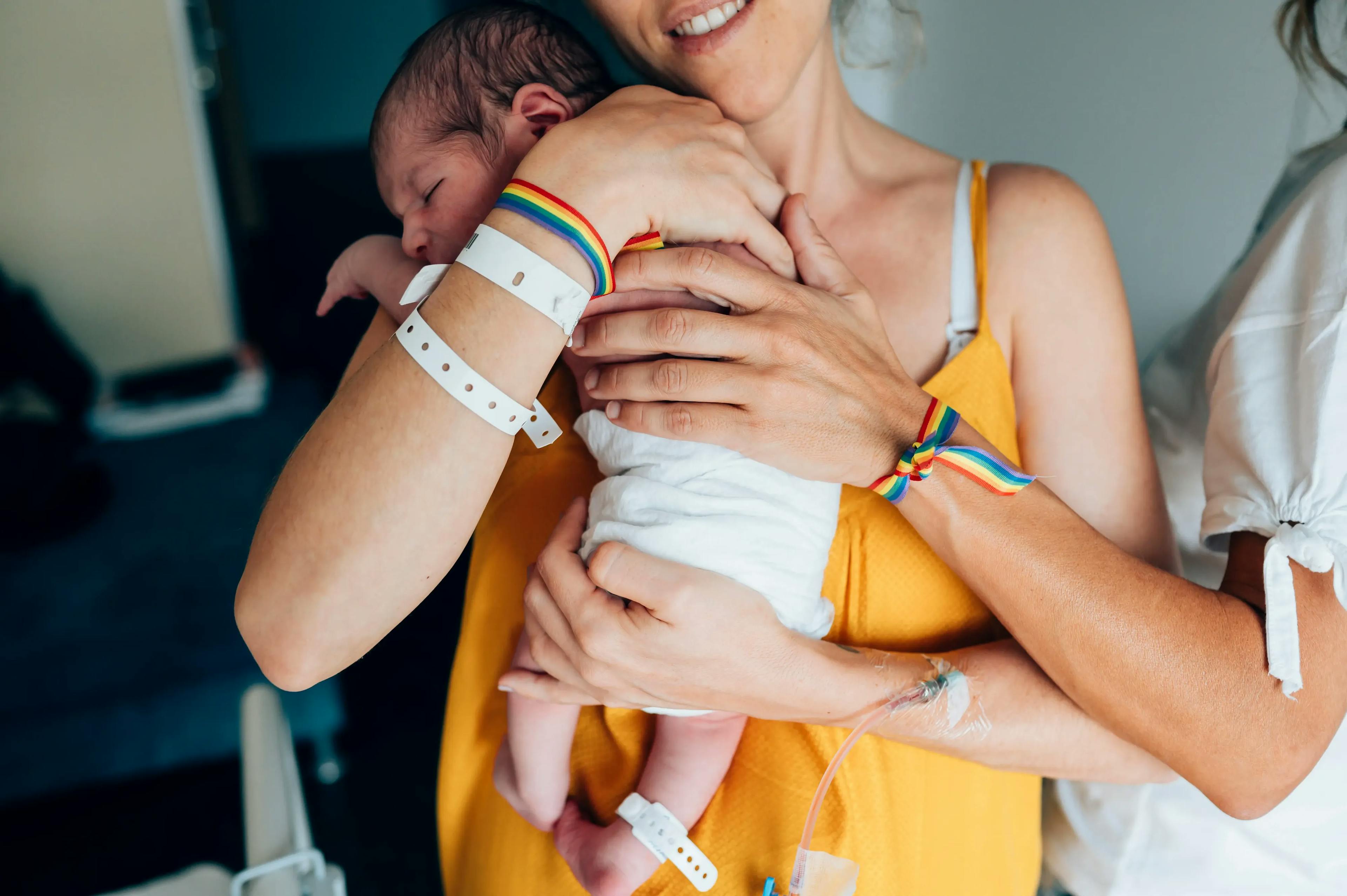 LGBT mothers and newborn baby