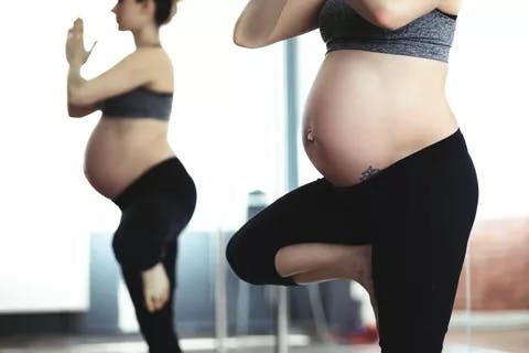 Pregnant ladies doing yoga