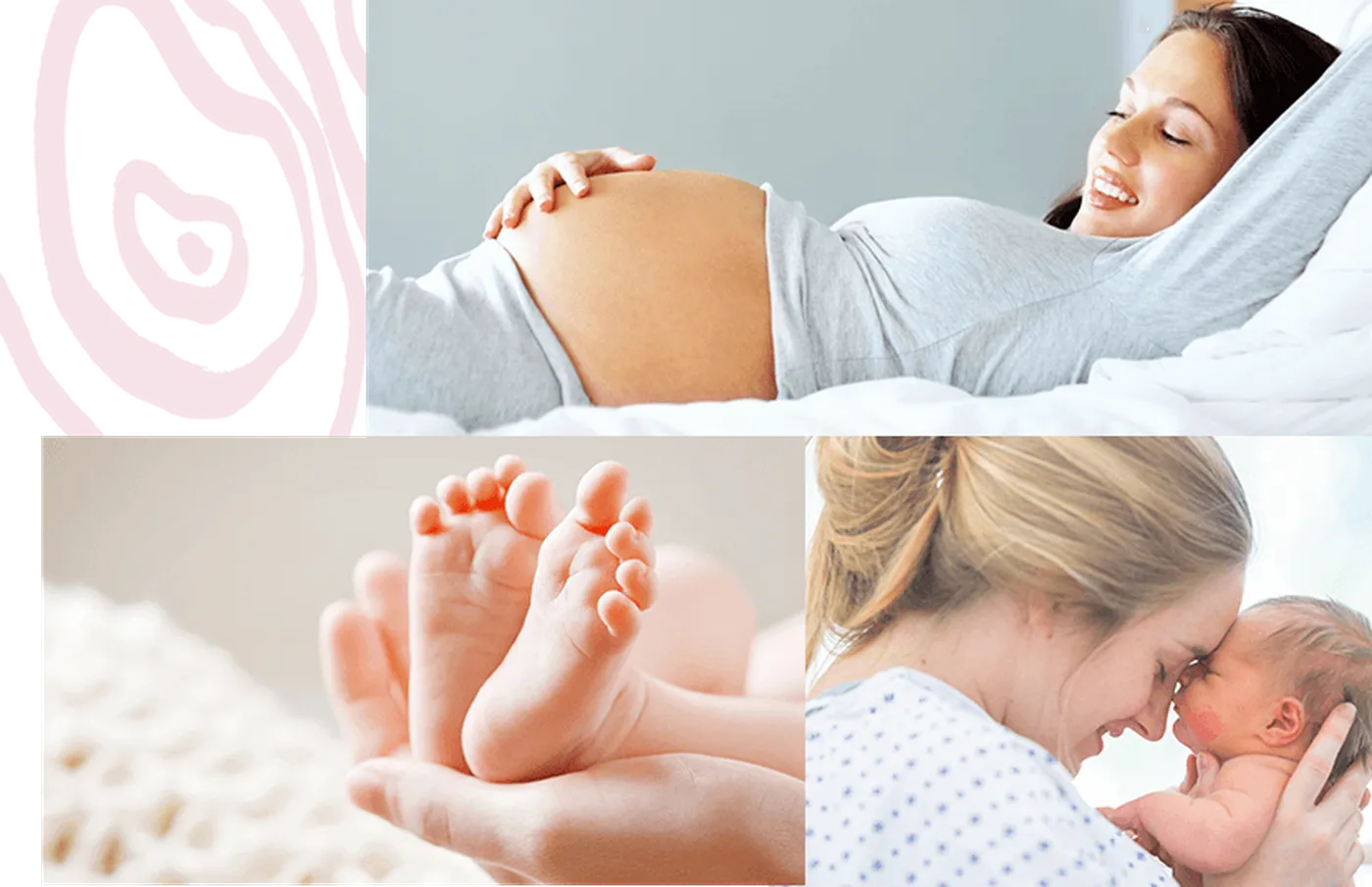 Donna incinta; Piedi di bambino; Donna con neonato